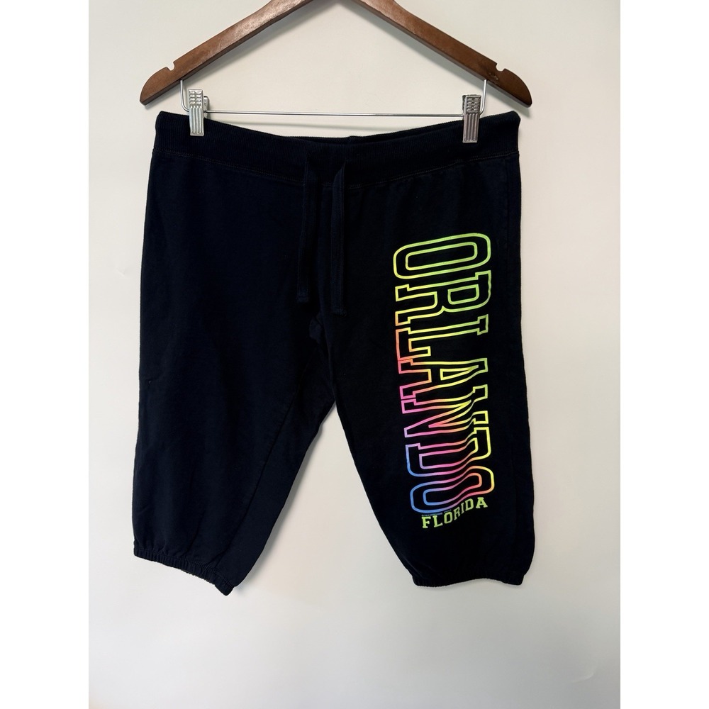 Retro Women's Long Shorts 2015 Low Rise Bermuda Stretch Beach Black Spellout